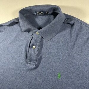 Mens Polo Ralph Lauren Polo Shirt XLT Blue Green Pony Cotton Classic Fit Casual